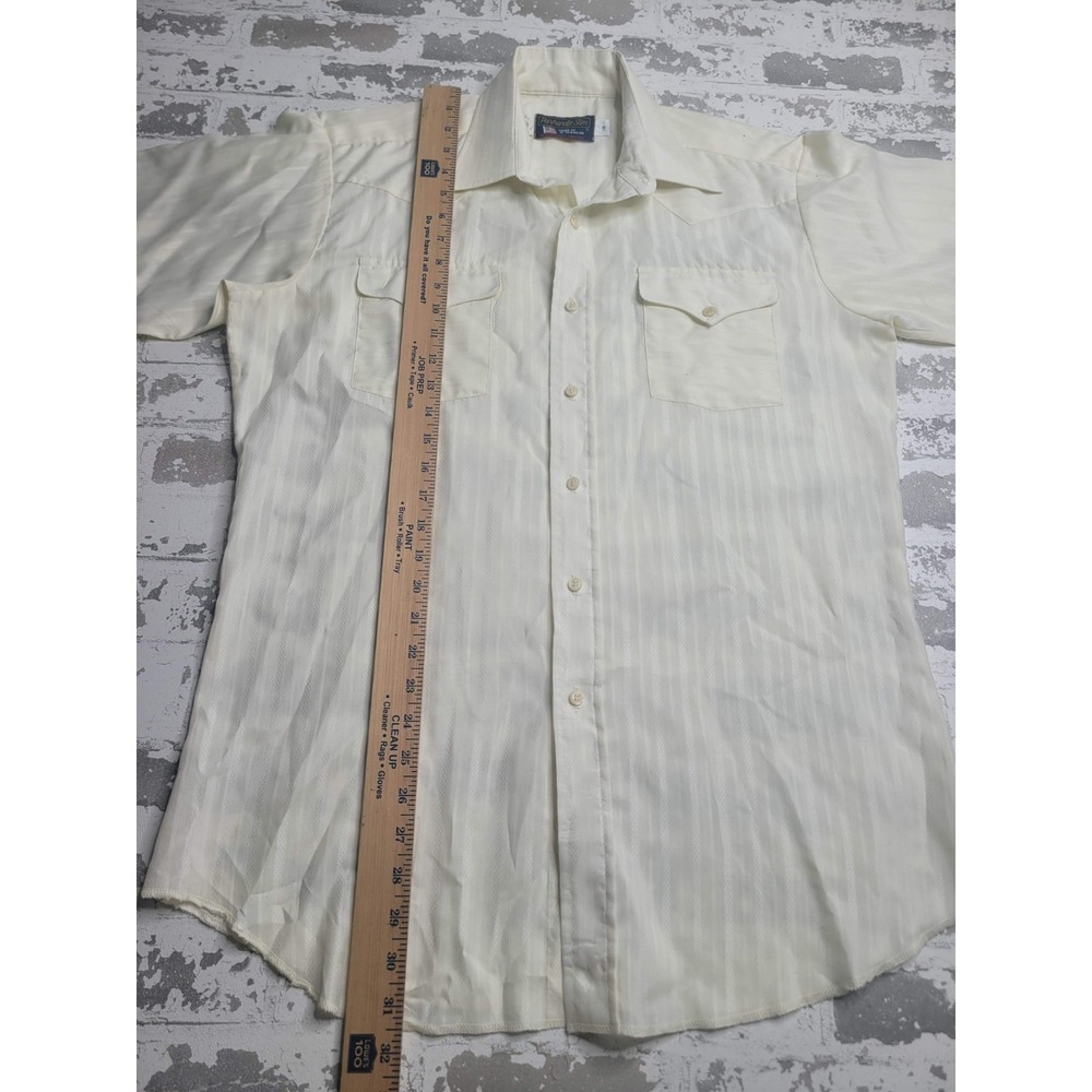Vintage Panhandle Slim Shirt Size 16 White/Ivory Pearl Snap Western Rodeo Cowboy - Picture 4 of 5